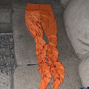 Women's High-Waist Rust Ruched Leggings